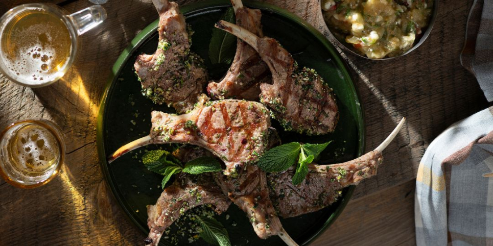 Grilled Lamb Chops with Αubergine Salad